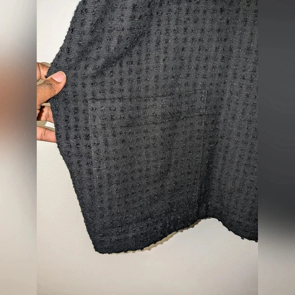 Eskandar 100% Linen Textured Cuff Sleeve Short Kimono Shawl Jacket Size 1 Black - Picture 6 of 9